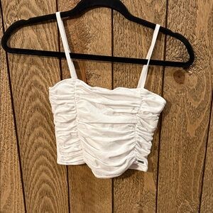 Hollister White Ruched Crop Top~Small